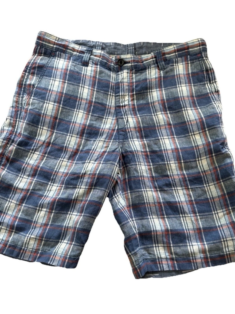 Tommy Bahama Men’s Reversible Red/Blue Plaid, Grey/White Flat Front Shorts